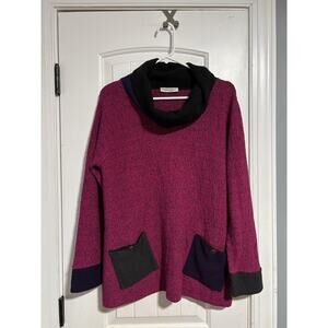 Margaret Winters Turtleneck Sweater Purple Black‎ Pockets M